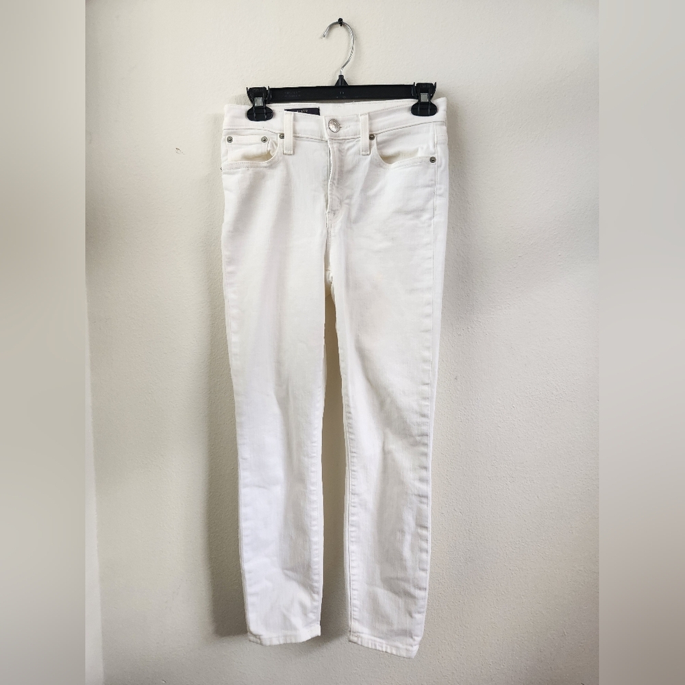 J. Crew Skinny Jeans‎ Lookout High Rise Crop White Denim Size 26
